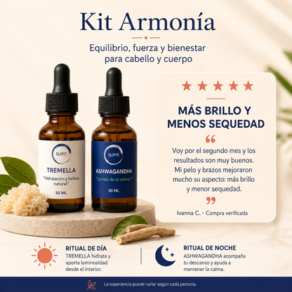 Kit Armonía · Tremella + Ashwagandha · Triple Extracto