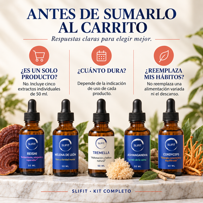 Preguntas frecuentes sobre el Kit Completo de adaptógenos SLIFIT